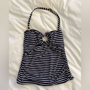 LOFT Navy and White Striped Halter Top